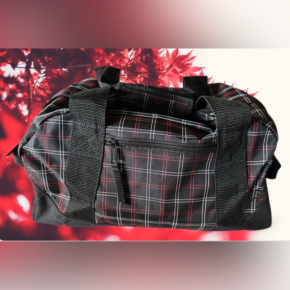 L.L. Bean Adventure Duffel (Size Small- 20L) in Black Tartan Plaid